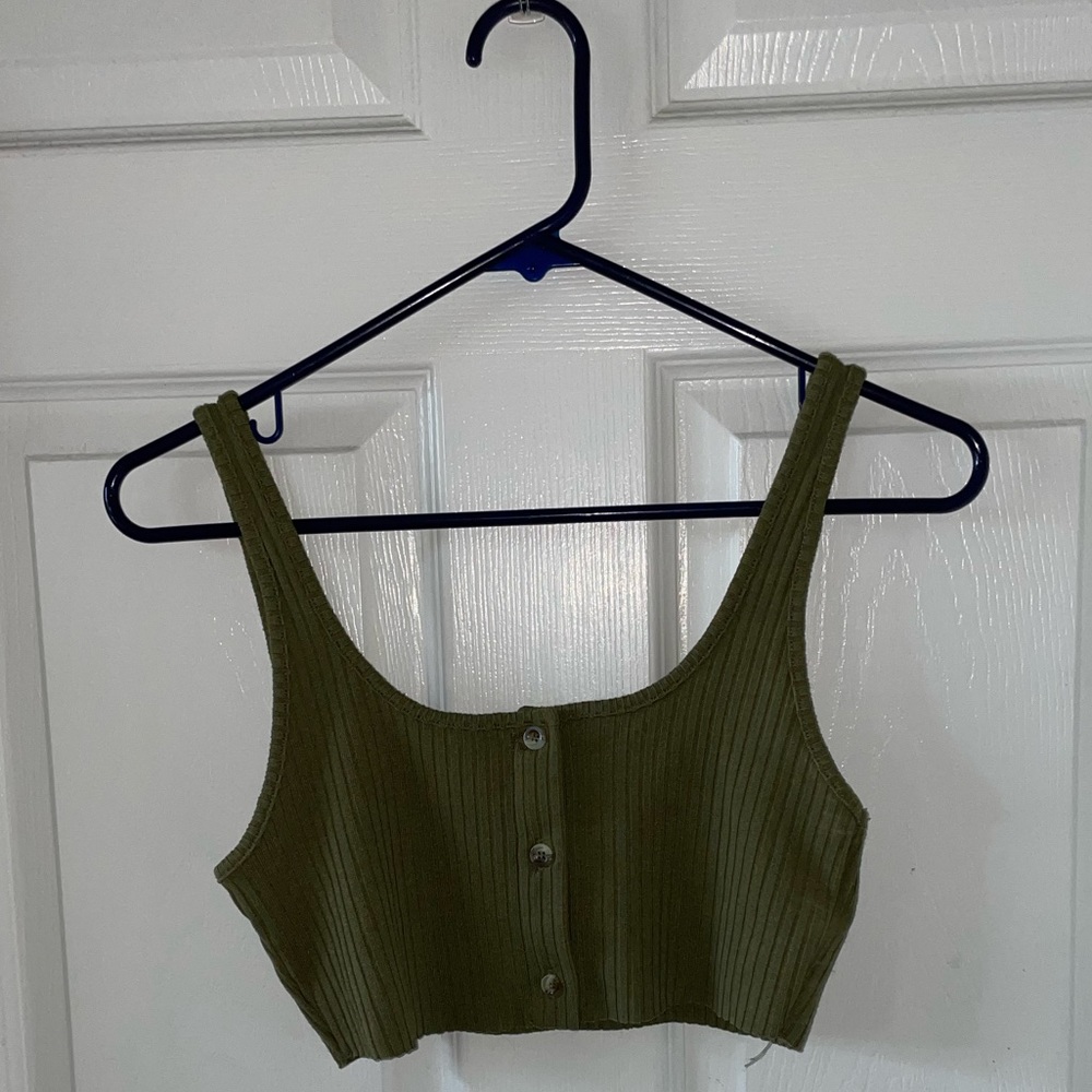 Topshop Olive Green Crop Top